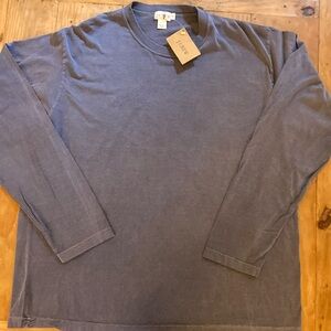 New J. Crew distressed grayish blue long sleeve tee